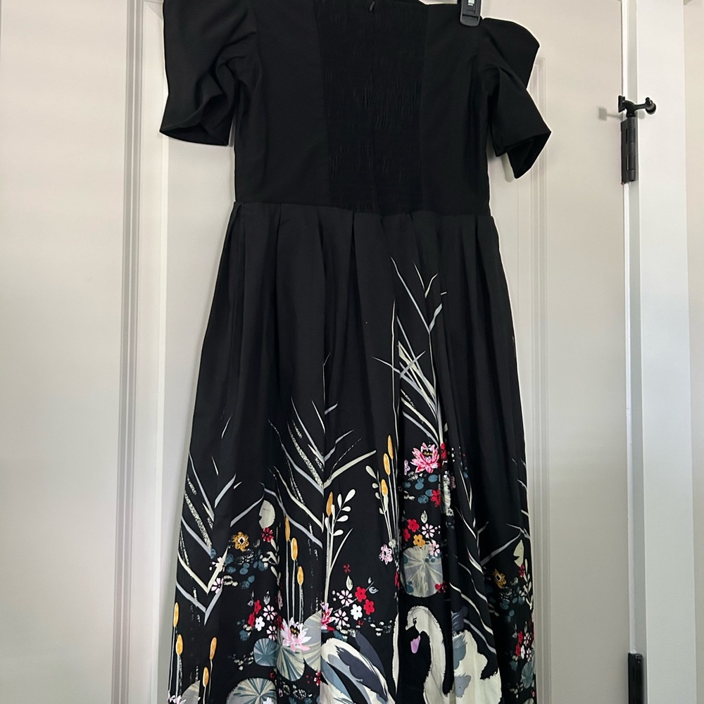 Floral Black Scalloped Dress